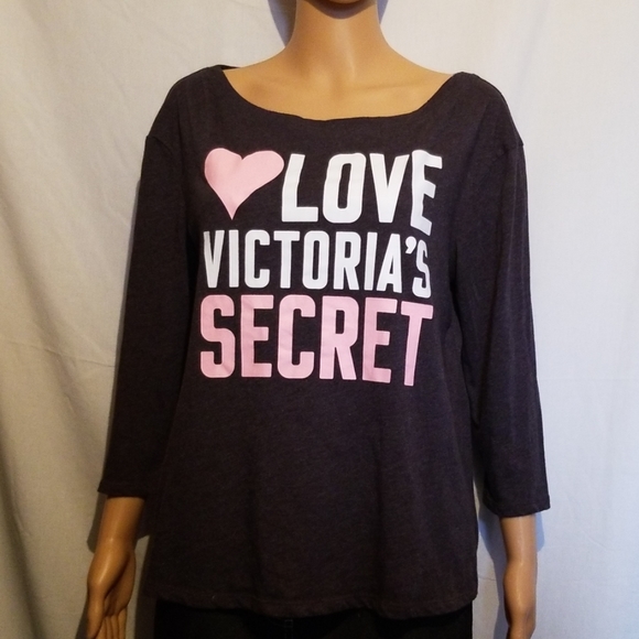 Victoria's Secret Tops - Victoria's Secret Gray Love Long Sleeve Top